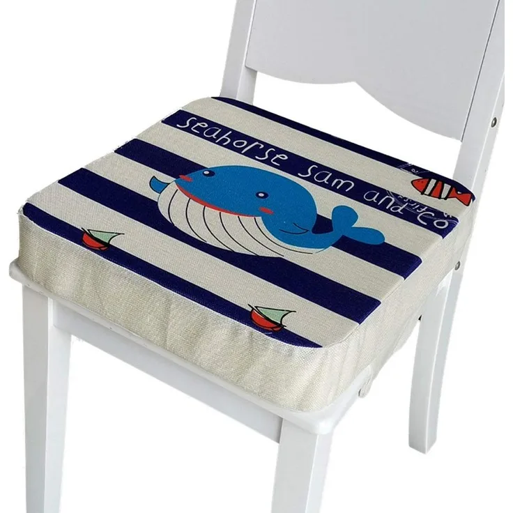 Kinder Sitzkissen Sitzerhöhung Stuhl, Fansu Baby Tragbar Sitzkissen Cartoon Quadratische Verstellbar Zerlegbar Kleinkinder Esszimmerstuhl ErhöHen Pad Esszimmer Boostersitze (Wal,40x40x8cm)