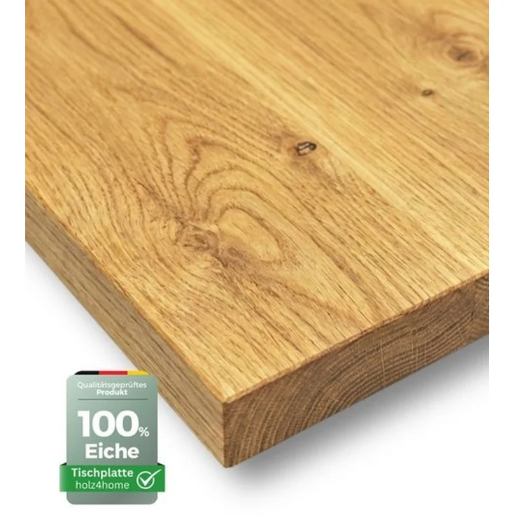 holz4home® Esstischplatte Massivholz Eiche I Gerade Kante I Massivholzplatte Naturgeölt Echtholz, Vollflächig 4cm dickes Massivholz – Bild 4