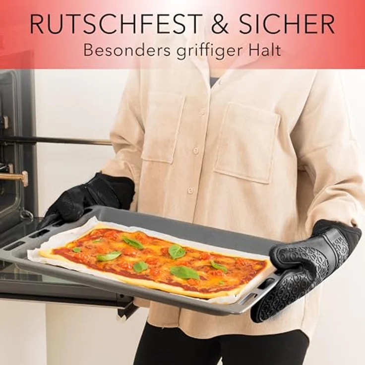 AVANA Topfhandschuhe Silikon Ofenhandschuhe Backhandschuhe Kochhandschuhe, (1 Paar Ofenhandschuhe aus Silikon), weiches Baumwoll-Innenfutter, Anti-Rutsch, Hitzebeständig bis 350°C – Bild 6