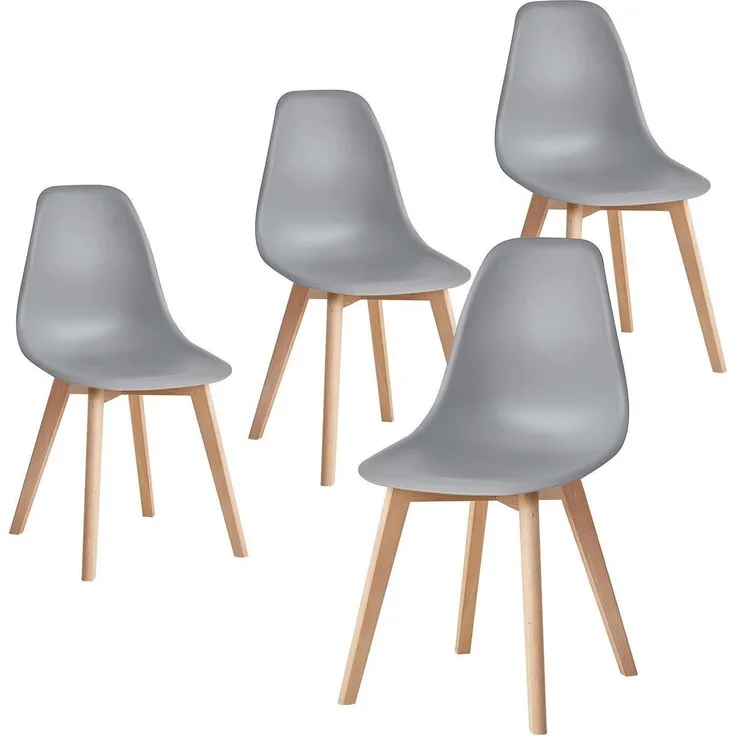 Esszimmerstühle 4er Set Beine Buchenholz Wohnzimmer Bar Grau 4 Stühle