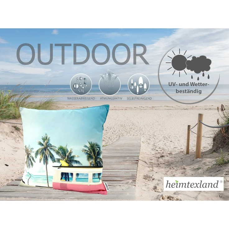 heimtexland Â® Outdoorkissen Lotus Effekt 45x45 Garten Dekokissen Wasserabweisend Outdoor Lounge Deko Kissen Typ742 Beach Bulli – Bild 3
