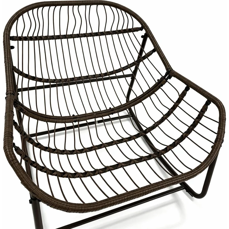 Schaukelstuhl 78x106x90 cm mit Polster, handgeflochtenem Polyrattan, Dunkelgrau – Bild 8