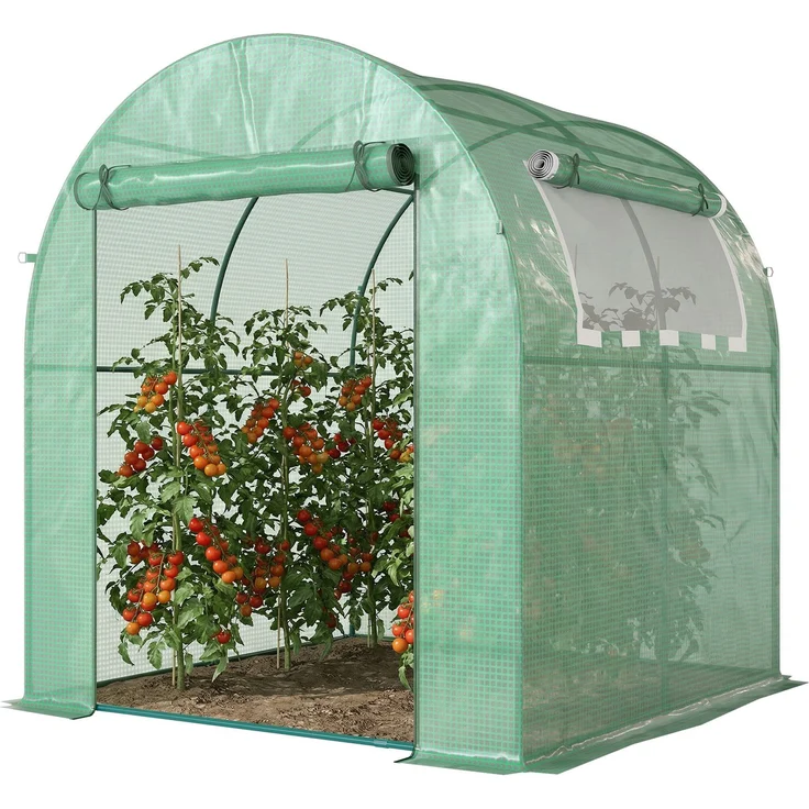Outsunny Folientunnel, Stahl, Kunststoff, Grün, 180L x 180B x 200H cm – Bild 1