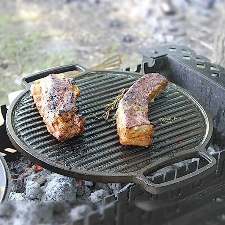 4BIG. fun Grillplatte, geriffelt, Gusseisen schwarz, 36,0 cm – Bild 4