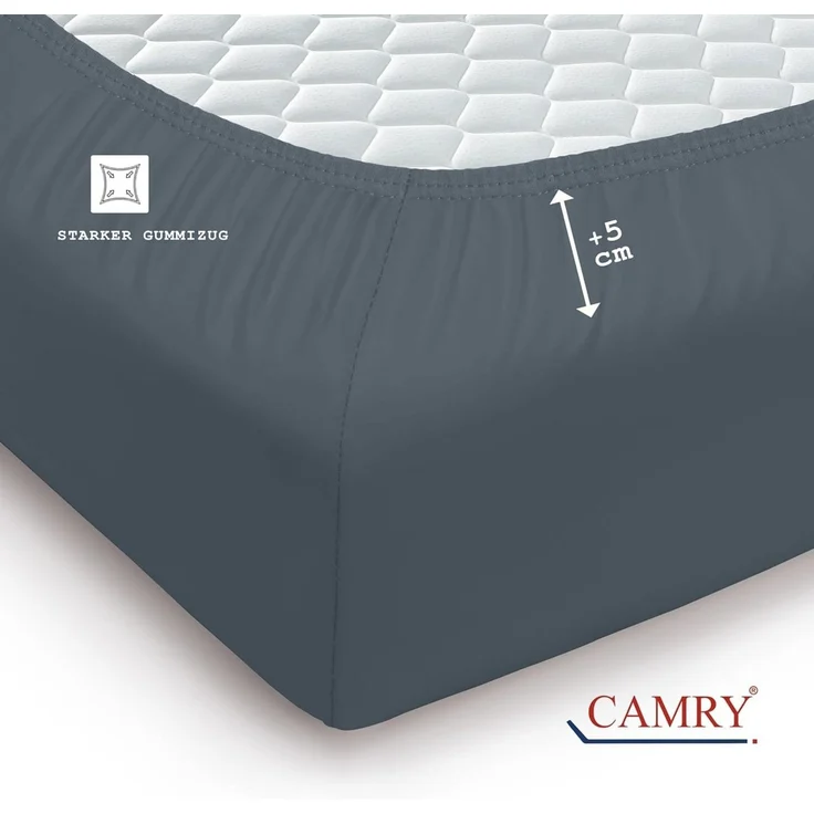 Camry Spannbettlaken CLASSIC Jersey 100% Baumwolle Spannbetttuch atmungsaktiv Gummizug, Jersey Baumwolle, Gummizug: rundum, 100% Baumwolle, alle Matratzenhöhen, atmungsaktiv, pflegeleicht – Bild 4