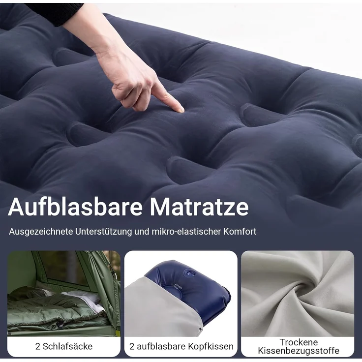 SoBuy Feldbett OGS32 Campingzelt 4in1-Zelt mit Campingliege Schlafsack Luftmatratze – Bild 6