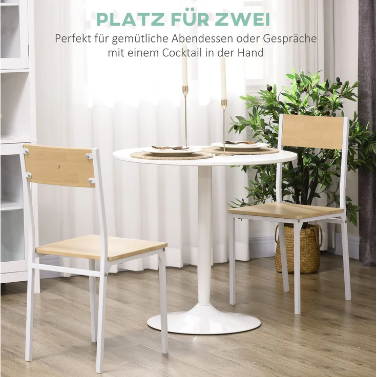 Esstisch Ø70x75 cm – runder Küchentisch aus MDF in Weiß mit stabilem Säulenfuß – Bild 7