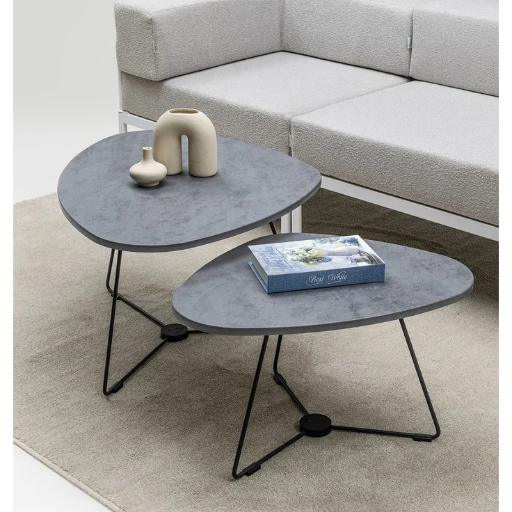 Skye Decor 'Pebble Nesting Table 69 - Dark Grey' Satztisch (2-teilig), Dunkelgrau, 69 x 46 x 94 cm – Bild 2