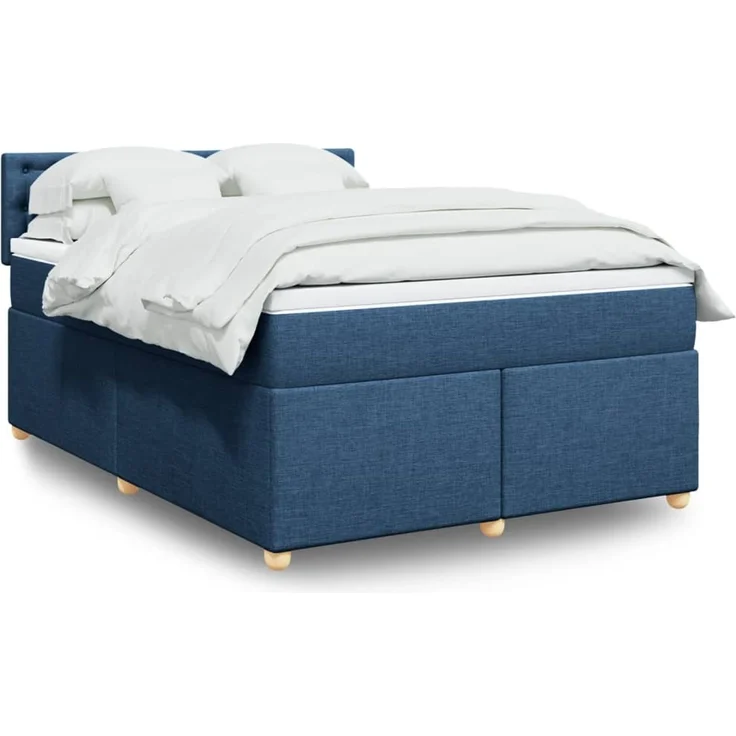 vidaXL Boxspringbett mit Matratze Blau 140x190 cm Stoff 3288995 – Bild 1