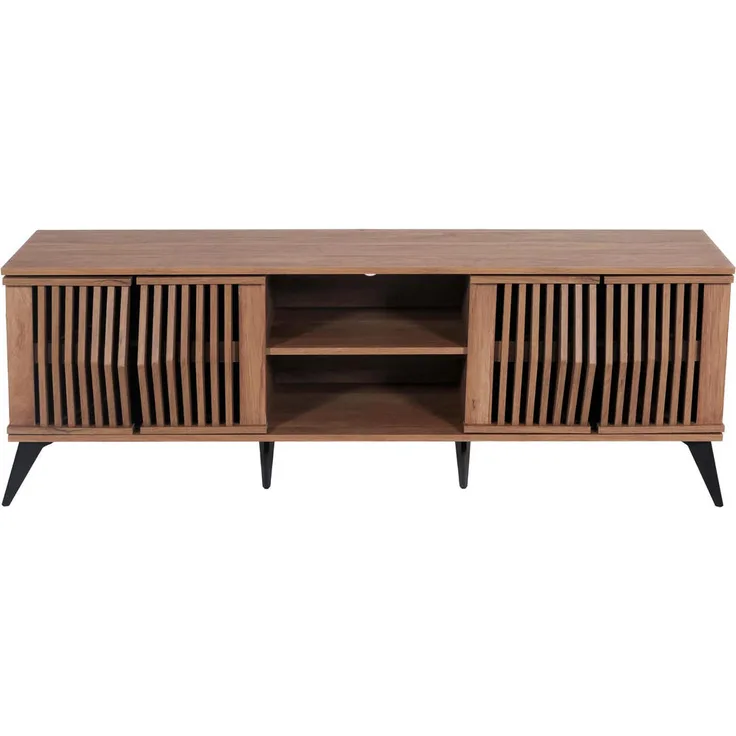 MCW M45 TV-Rack, Braun, Holz, 166x55x41 cm, mit 4 Türen und 6 Fächern, praktischer Stauraum und Kabelführung