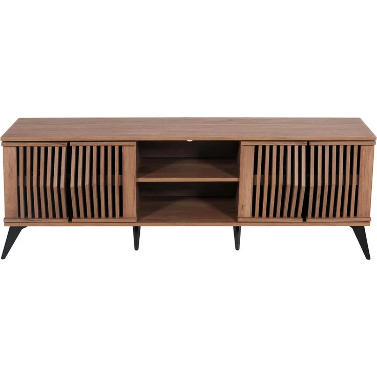 MCW M45 TV-Rack, Braun, Holz, 166x55x41 cm, mit 4 Türen und 6 Fächern, praktischer Stauraum und Kabelführung