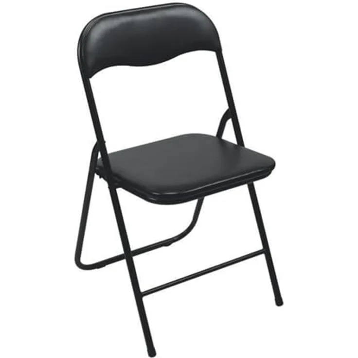 Gepolsterter Klappstuhl schwarz, faltbarer Stuhl, Campingstuhl, Terrassenmöbel – Bild 1