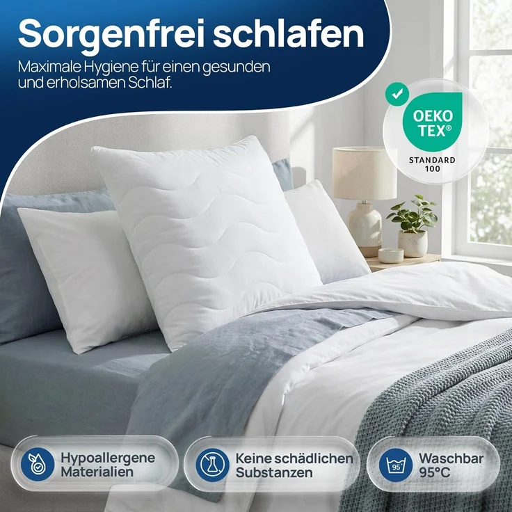LILENO HOME Allergiker Kopfkissen 80x80 (6er Set) – 95°C waschbar, Oeko-Tex & Made in DE – Kissen 80x80 anpassbar für himmlischen Schlaf – Haut schmeichelndes & geruchsfreies Pillow – Bild 4