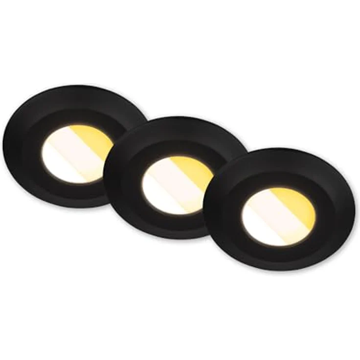 BRILONER - 3er Set LED Bad Einbaustrahler 230V Gehäuse 50% recycelt, Farbtemperaturwechsel, Dimmbar, IP44, Ra90, LED Spot, flach, Decke, Einbauleuchten, Badezimmer, 68mm, 90x30mm (DxH), Schwarz – Bild 2