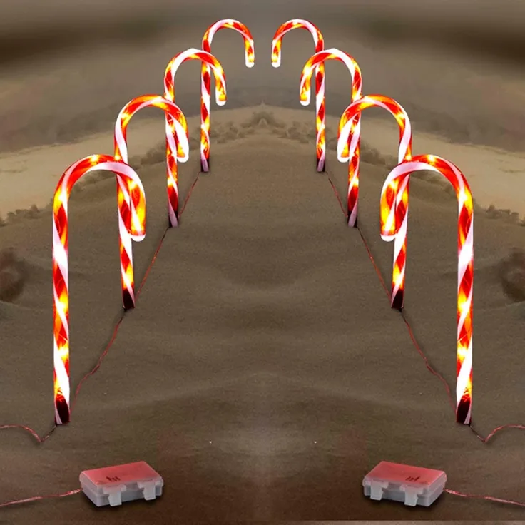 HAC24 LED-Lichterkette LED Zuckerstange Weihnachtsdeko Leuchtstab Gartenleuchtstäbe, mit Timerfunktion