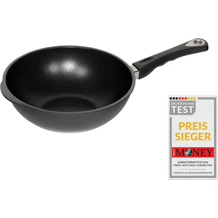 AMT 1032S Wok Aluminumguss 32 cm Ø, Höhe 10 cm