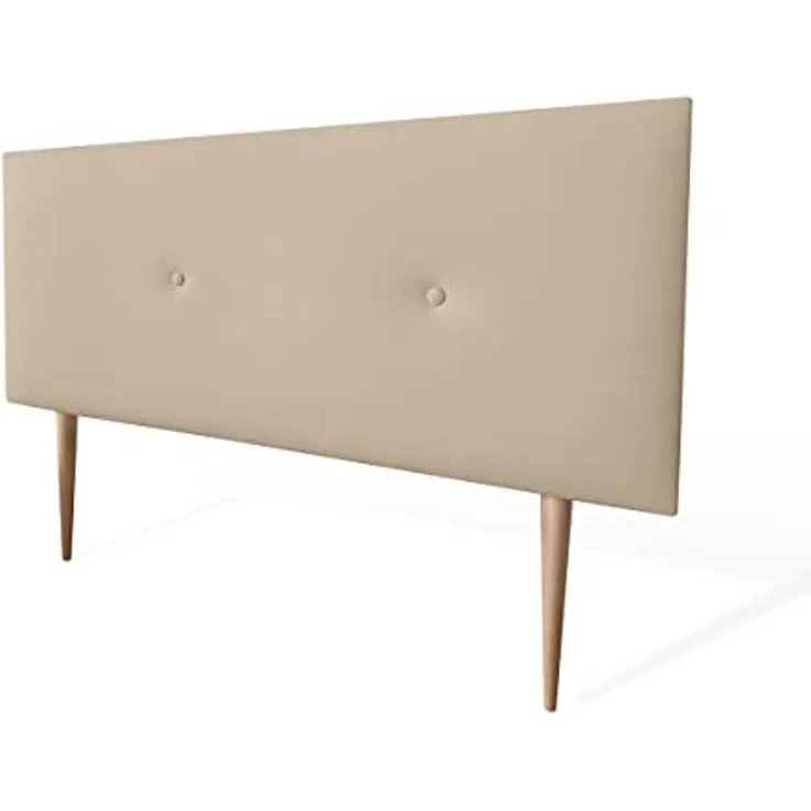 Dreaming Online - Kopfteil mit Polsterung, Modell Mailand, mit Beinen, Bezug aus hochwertigem Kunstleder, Holz Lederimitat, beige, 90 x 60 cm (Cama 80) – Bild 6