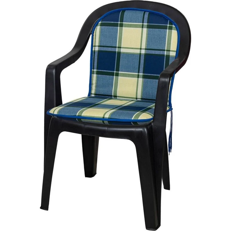 KETTtex Polsterauflage Monoblock niedrig 2163 blau-grün kariert 79 x 43 x 3,5 cm KETTtex, (1 St), mit Bindebändern – Bild 1