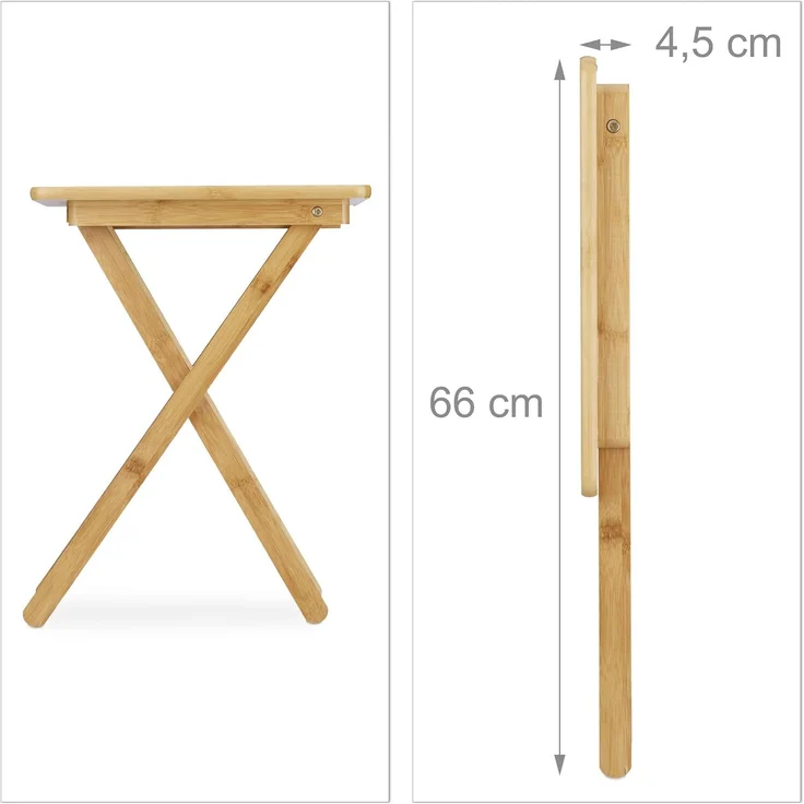 Relaxdays Beistelltisch klappbar, Bambus Natur, 52 x 40 x 31 cm – Bild 9