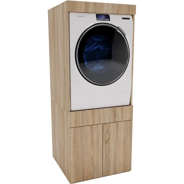 CraftPAK Waschmaschinenumbauschrank MAGOWASH Premium Waschmaschinenschrank, für Waschmaschine & Trockner (3-teilig) 67cm Tiefe x 63cm Breite x 162cm Höhe