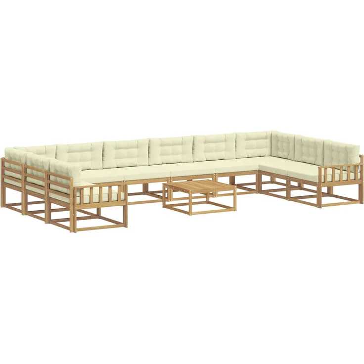 vidaXL Outdoor-Sofagarnitur 11 stk. 10-Sitzer Weiß und Creme 3387134 – Bild 2