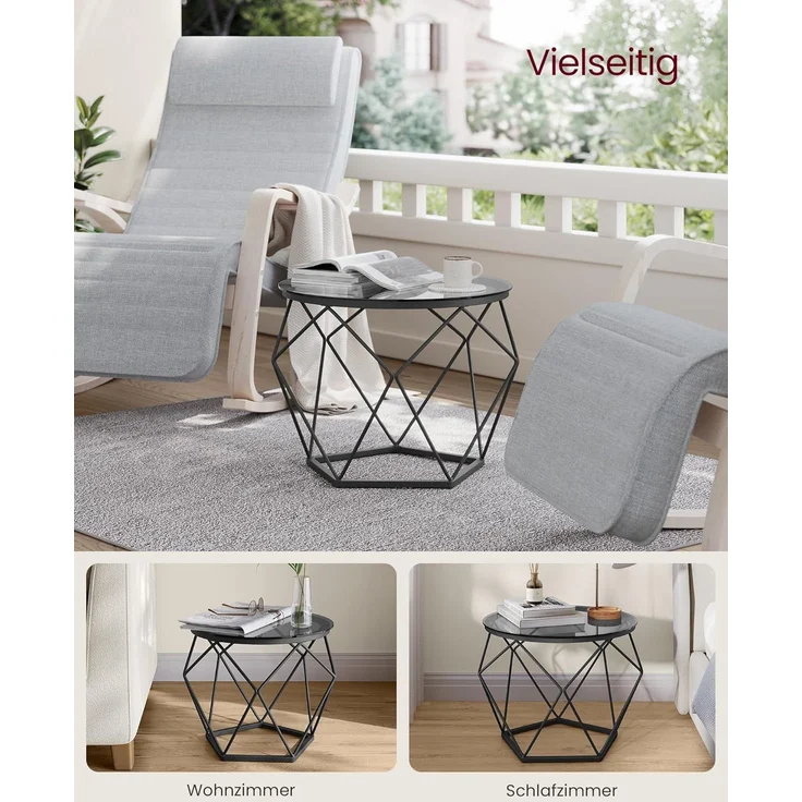 Vasagle Couchtisch rund, 2er Set, Wohnzimmertisch, Beistelltisch, modern, abnehmbare Tischplatte, für Wohnzimmer, schiefergrau-tintenschwarz – Bild 4