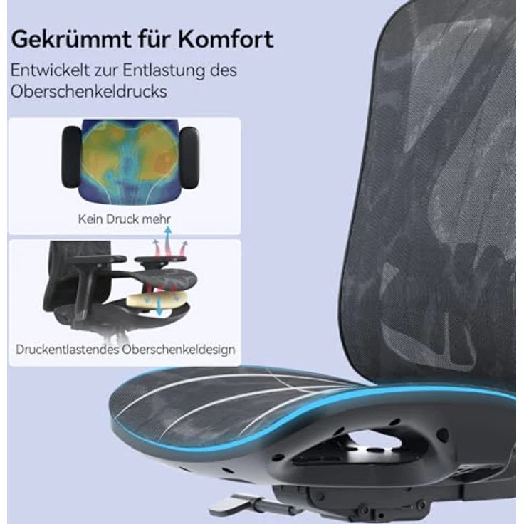 SIHOO M57 Ergonomischer Bürostuhl, Chefsessel mit 3D verstellbare Armlehne und Lendenwirbelstütze, Hautfreundliche Netz-Hochlehne, Schreibtischstuhl bis 150kg/330LB Belastbar(schwarz) – Bild 11