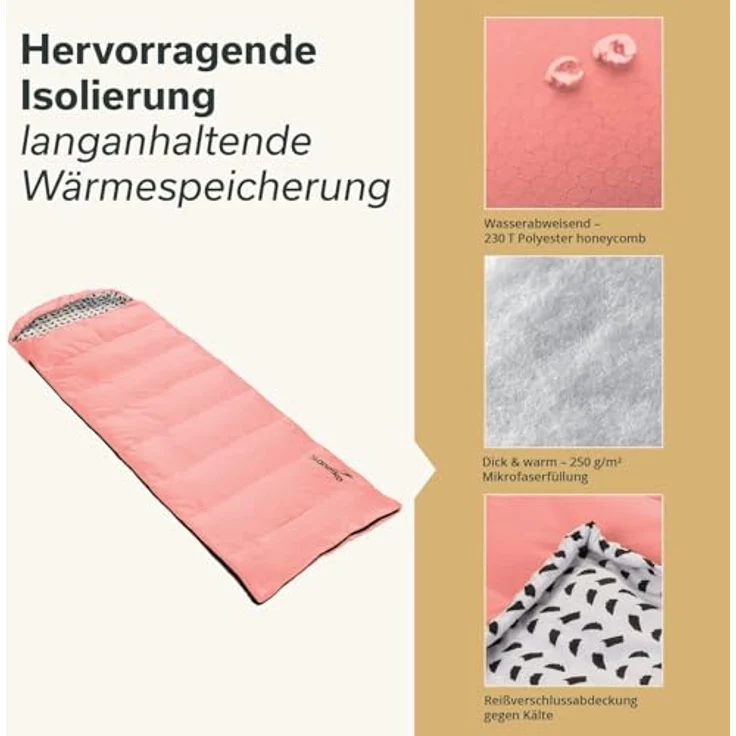 Skandika Deckenschlafsack Iceland Salmon, 3 Jahreszeiten, 220 x 80 cm, Schlafsack, Camping Schlafsäcke – Bild 3