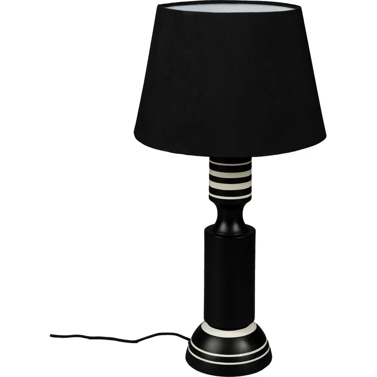 DutchBone Tischlampe Virgil im Vintage-Look, Schwarz mit Leinenschirm 31x31x60 cm – Bild 1