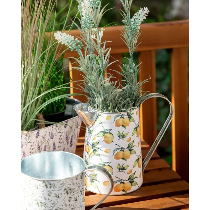 Pflanzkanne Metall PROVENCE ca. 21x13x16 cm dekoratives Pflanzgefäß im Landhausstil für Garten Balkon Terrasse – Bild 4