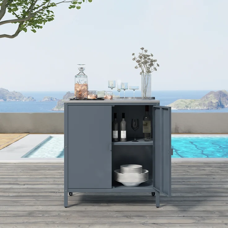 Outdoor Schrank Bolognano 92x80x50 cm Dunkelgrau, matt [casa. pro] – Bild 4