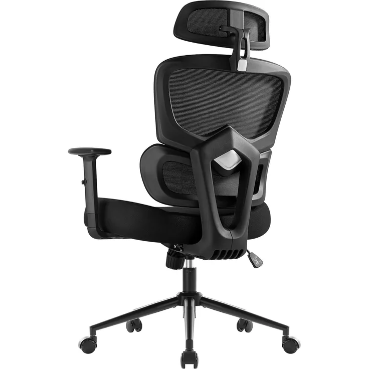 IWMH Bürostuhl Ergonomischer Schreibtischstuhl aus Mesh, Drehstuhl mit Verstellbarer Kopfstütze, Armlehnen, Lendenwirbelstütze