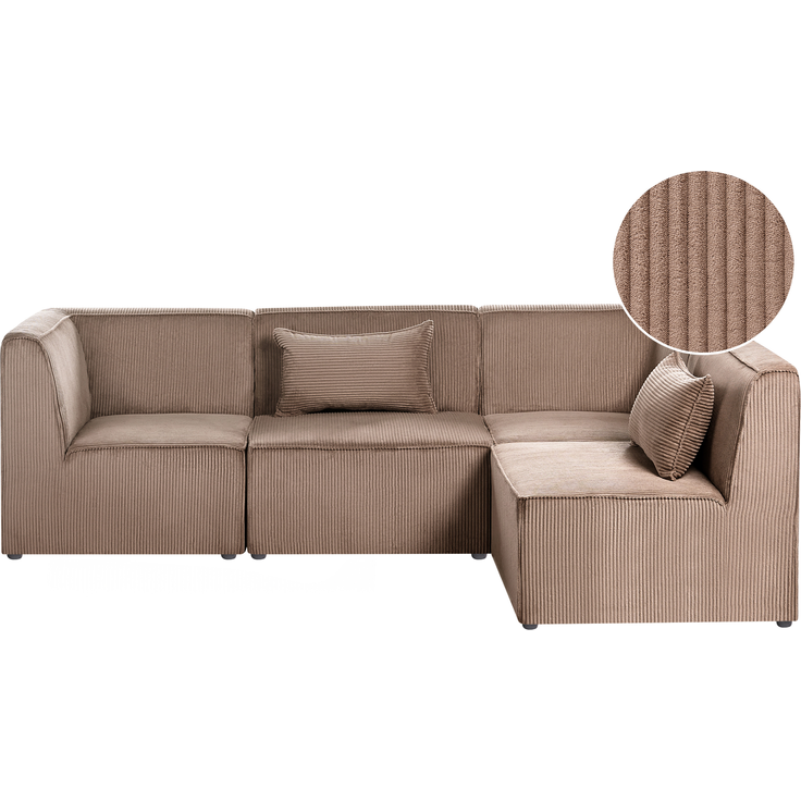 Modul Ecksofa 4-Sitzer LEMVIG Cord Sandbeige linksseitig