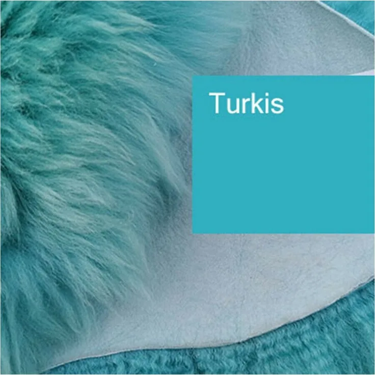 Provellus Fellteppich Top Öko Lammfell Schaffell Felle Türkis Turkis Hellblau Neu L-XL, 80cm - 100cm