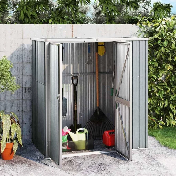 vidaXL Gerätehaus Grau 161x89x161 cm Verzinkter Stahl 316210 – Bild 2