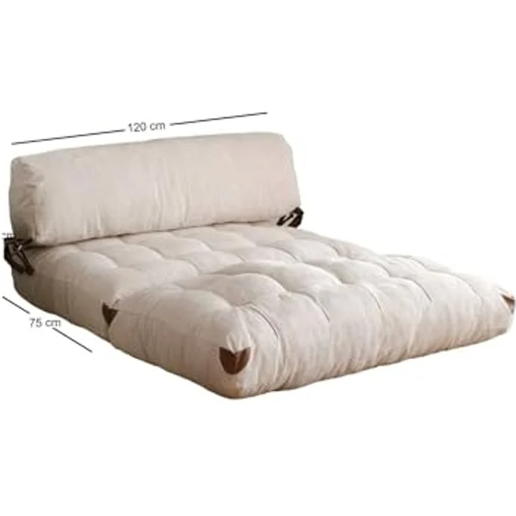 Dmora - 2-Sitzer SchlafsofaDysnomia, Verwandelbares Sofa, Lineare Stoffstruktur, Schlafsessel mit Stauraum, 120x75 h79 cm, Weiß – Bild 2