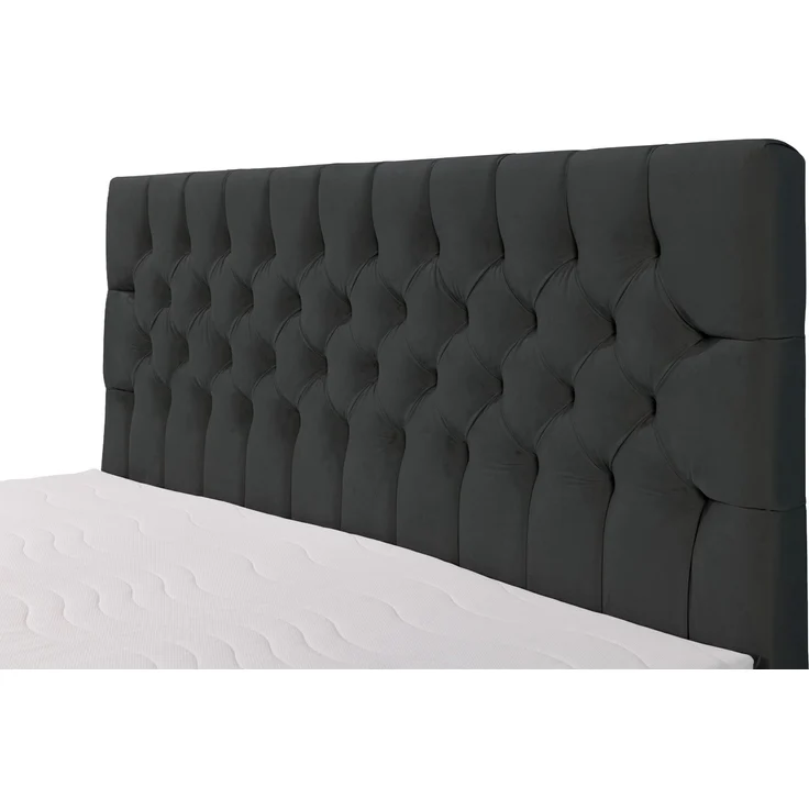 Selsey 'Daissy' Boxbett 140×200 mit Matratze und Topper, Samt, Dunkelgrau – Bild 8