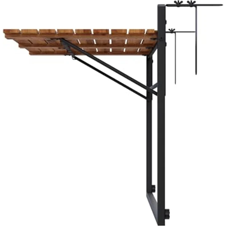 QLS Balkonhängetisch (1-St, 1 Tisch), Klapptisch Hängetisch Beistelltisch Verstellbar Klappbar Akazien Holz – Bild 5