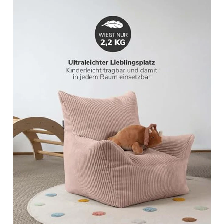mokebo Der Pausenheld Kindersessel aus Cord, ergonomischer Kindersitzsack in Rosa für Kinder von 2 bis 6 Jahren – Bild 3