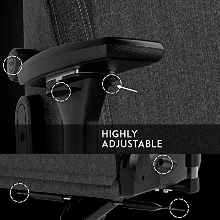 noblechairs HERO ST TX Gaming Stuhl, ergonomischer Bürostuhl mit atmungsaktivem Stoff und Kaltschaumpolsterung, anthrazit, bis 150 kg belastbar, 60-mm-Rollen – Bild 7