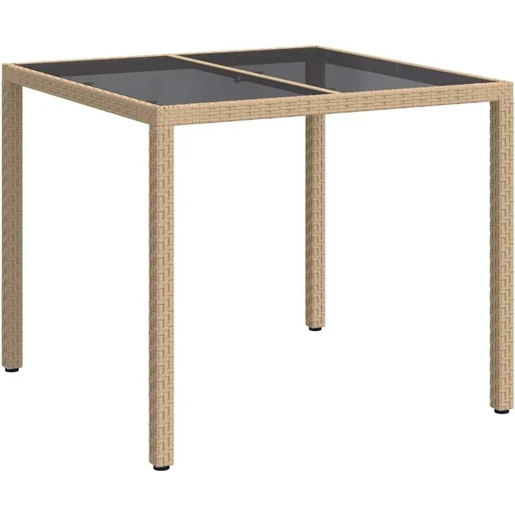 vidaXL Gartentisch Beige 90 x 90 x 75 cm Poly-Rattan 362536 – Bild 1