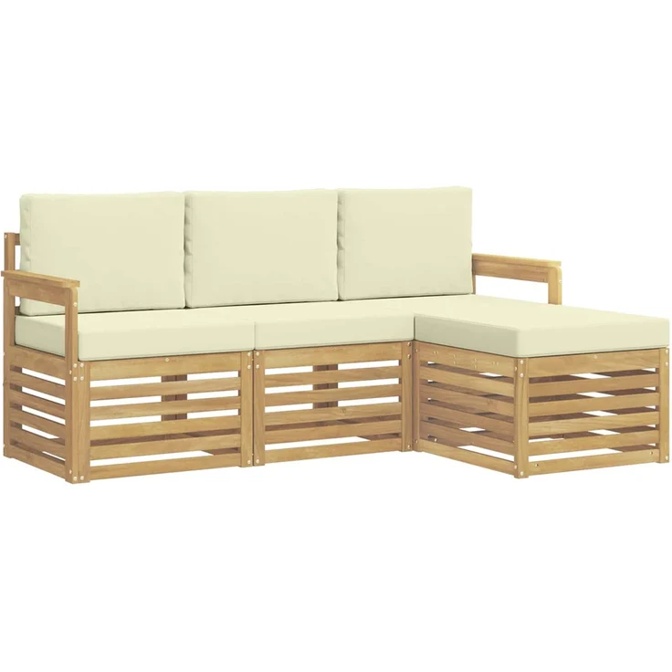 vidaXL Outdoor-Sofagarnitur 4 pcs Weiß und Creme 189,5 x 122,5 x 73 cm 3391620 – Bild 2