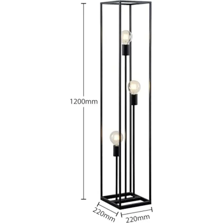 Lindby Stehlampe Krisha, Metall, Schwarz IP20, 3 x 60 W – Bild 7