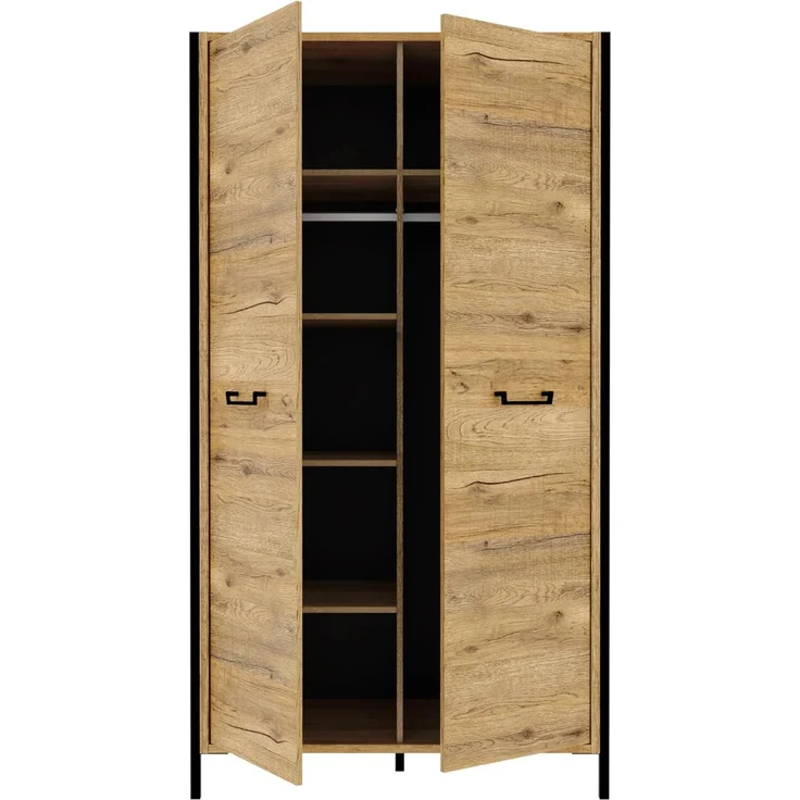 FORTE Oriental Tree Moderner Kleiderschrank 110, 2-türig, Beige/Braun, 109,1 cm B x 199,9 cm H x 62,2 cm T – Bild 5