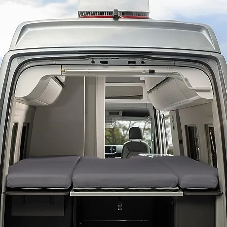 BLACK FOREST FOX Spannbettlaken Spannbettlaken VW Grand California 680 3 tlg. Heckbett OEKO-TEX®, Baumwolle, Gummizug: rundum, Grau – Bild 2