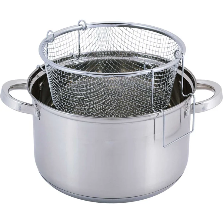 Frittiertopf 6,5L Friteuse Frites Frittierpfanne Fritöse EDELSTAHL Pommestopf Fritteuse Pommes – Bild 2