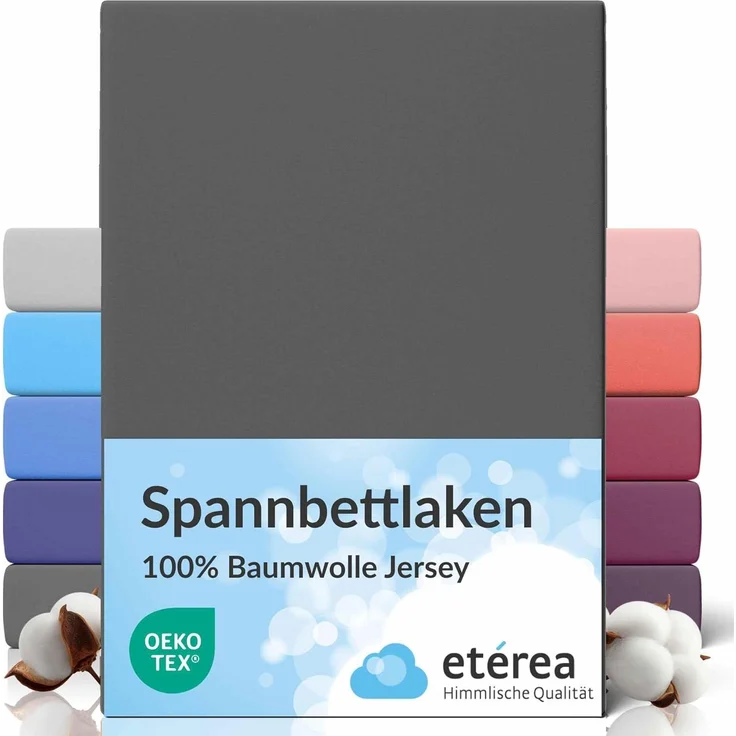 etérea Comfort Jersey Spannbettlaken Anthrazit 100x200 cm - 120x200 cm – Bild 1