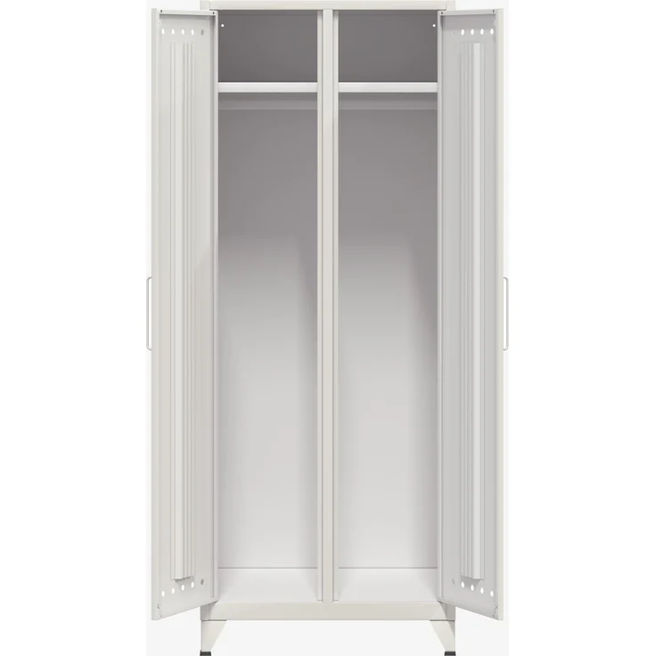 Bisley Fern Maxi Kleiderschrank, mit Kleiderstange und einem festen Fachboden, aus hochwertigem, nachhaltigem Stahl hergestellt, 16 mm große Design Lüftungslöcher auf allen Türen, moderner und industrieller Flair, mit integrierten Füßen, H 1800 x B 700... – Bild 3