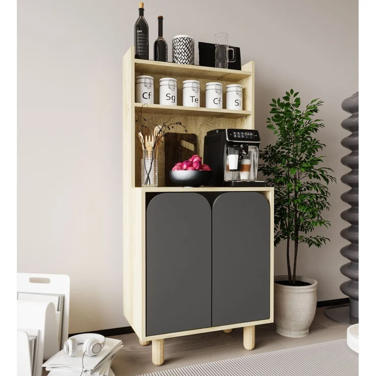 Skye Decor 'Parma 2 - Sapphire Oak, Anthracite' Mehrzweckschrank, Saphir-Eiche / Anthrazit, 70 x 155 x 40 cm – Bild 2