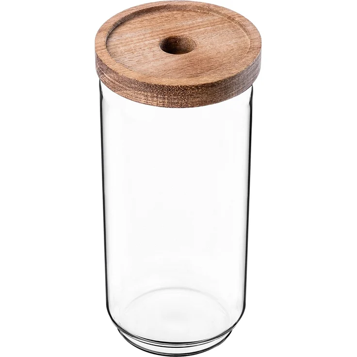 KADAX Vorratsglas 950ml mit Holzdeckel, Glasbehälter zur Aufbewahrung von Lebensmitteln, Vorratsgläser mit Deckel, Vorratsbehälter aus Glas, Vorratsdosen – Bild 2